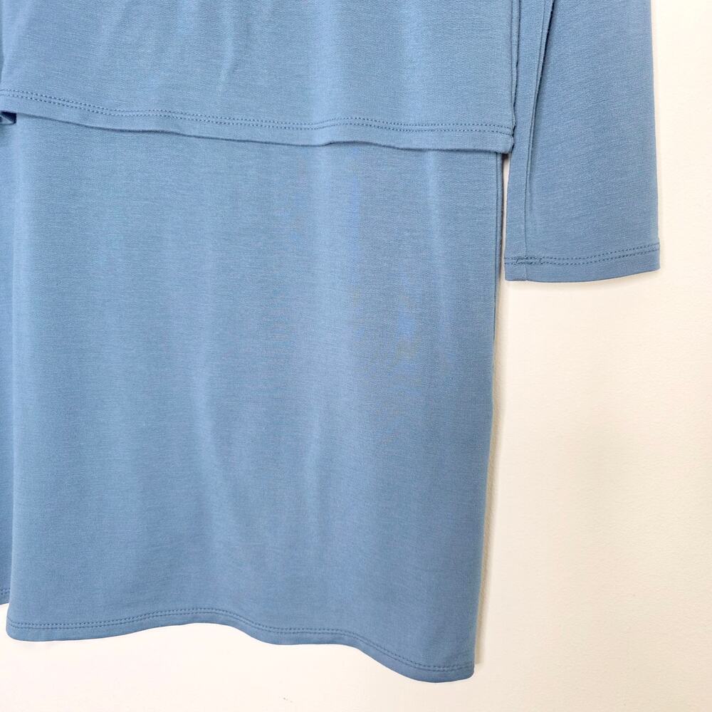Pure Jill Luxe Tencel Dress Blue XSP XS Petite Lagenlook Minimalist Eco Knit - Picture 2 of 8